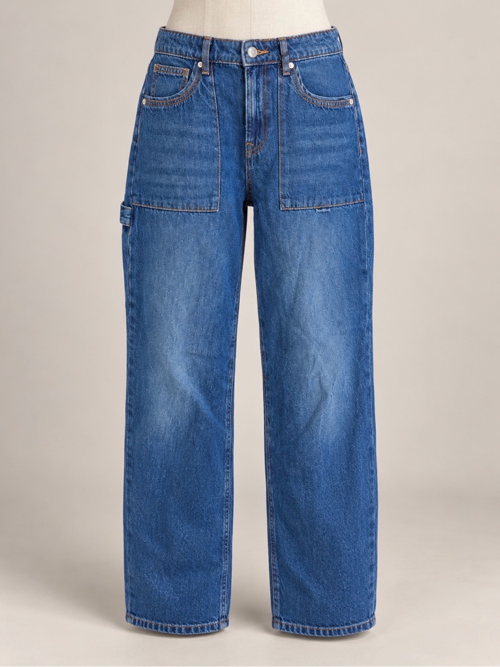 Forever 21 Blue Wide-Leg Carpenter Jeans for Women